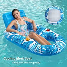 Etegow Inflatable Pool Float Adult - Pool Floaties Lounger Floats Raft Floating Chair Water Floaties for Swimming Pool Lake Lounge Float with Cup Holders Beach Pool Party Toys for Adults
