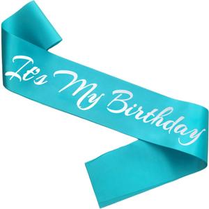 It's My Birthday Sash, Silver Foil Letter Teal Blue Birthday Sash for Women Bday Party Supplies, Gifts for Bday Party Favors