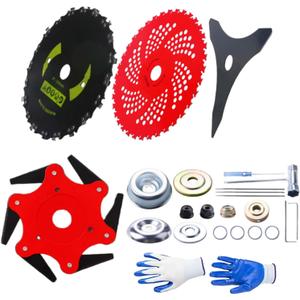 Brush Cutter Blade for Weed-Eater Kits-9" x 36 Teeth Carbide Tipped Blades &9" x20T Carbon Steel Round Chainsaw Tooth Brush Blades &10" x 3 Teeth Carbon Blades &6 Steel Razors Trimmer Head