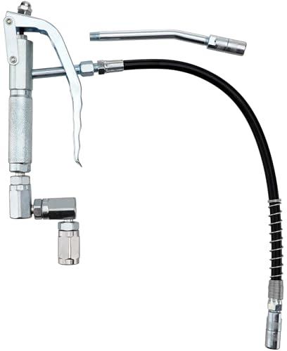 Racewill Grease Control Handle Valve for Grease Pump, 18" Flexible Spout with 4 Jaws Coupler, 1/4" NPT(f) Inlet Thread, 7500 PSI Max Working Pressure, 360 Degree Z Swivel Design