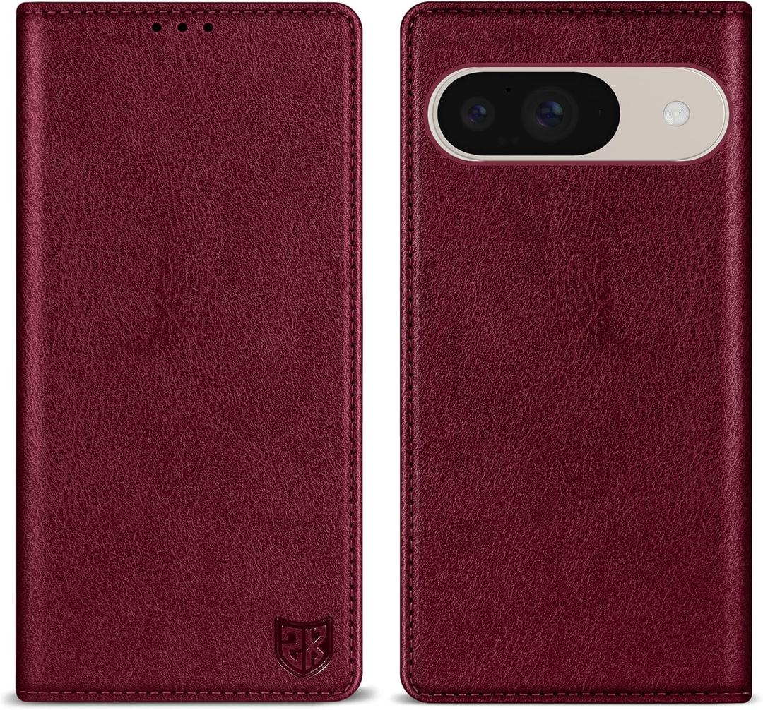 ZZXX for Google Pixel 10/10 Pro Wallet Case with [RFID Blocking] Card Slot Stand Strong Magnetic Leather Flip Fold Protective Phone Case for Google Pixel 10/10 Pro Case Wallet(Wine Red-6.3 inch)