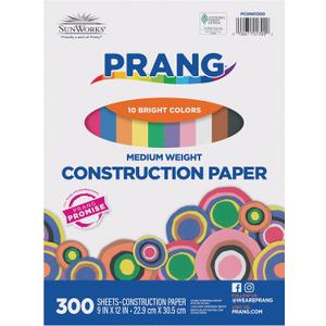Prang (Formerly SunWorks) Construction Paper, 10 Assorted Colors, 9" x 12", 300 Sheets