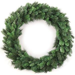 48-Inch Artificial Christmas Wreath Classic Green Northern Evergreen with 360 Tips | Indoor/Outdoor Pine Wreath with 12 Bonus Ornaments for Front Door & Holiday Dcor 
