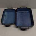 Kiln-Transformed Blue Ceramic Baking Dish Set of 3, Casserole Dishes for Oven, Square Porcelain Bakeware Set with Handles, Lasagna Baking Pan for Cooking, Perfect for Baking and Serving, Housewarming, Halloween, Thanksgiving, Christmas, New Year