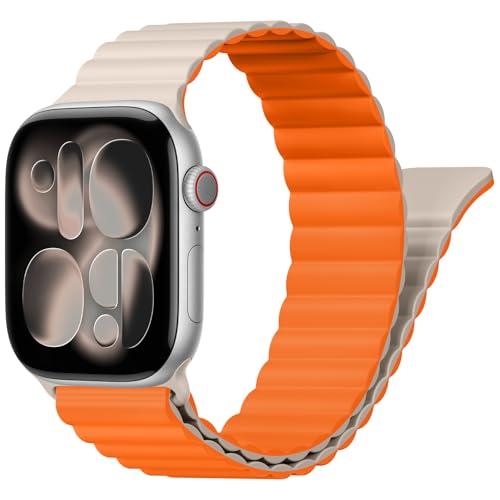 Magnetic Sport Bands for Apple Watch Band 40mm 38mm 41mm 42mm 44mm 45mm 46mm iWatch bands for Women Men,Silicone Loop Strap Wristband for Apple Watch Series 11 10 9 8 7 6 5 4 3 SE 3/2nd Ultra/3/2 49mm
