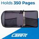 Case-it Universal Zipper Binder | 2-Inch O-Rings, 13-Inch Laptop/Tablet Padded Pocket, 400 Sheet Capacity, Multiple Storage Pockets & Shoulder Strap | School & Office Organizer | LT-007 Jet Black