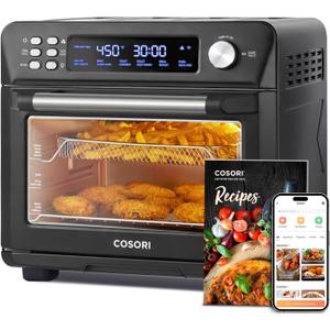 COSORI Smart 12-in-1 Air Fryer Toaster Oven Combo, Airfryer Convection Oven Countertop, Bake, Roast, Reheat, Broiler, Dehydrate, 75 Recipes & 3 Accessories, 26QT, Black-Stainless Steel
