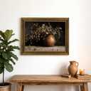 Gold Framed Vintage Eucalyptus Canvas Wall Art Rustic Farmhouse Copper Vase Botanical Pictures Print Moody Autumn Still Life Wall Decor for Living Room Bedroom Kitchen Office Home Decoration 9x11 inch