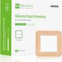 NeuHeils Silicone Foam Dressing with Gentle Border 3''x3'', 20 Packs for Bed Sore Leg Ulcer, High Absorbency Waterproof Silicone Wound Bandage