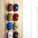 HapiRm Over Door Hat Rack - 2 Packs Hat Organizer with 8 Hooks Design, Hanging Baseball Cap Organizer Storage Holds Up to 40 Caps for Door, Bedroom, Closet (White)