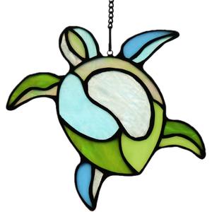 Sea Turtle Stained Glass Window Hangings Suncatcher Ornament,Sea Turtle Decor for Bathroom Office,Navy Beach Theme Decoration Gift for Parents Grandma Aunt Housewarming Gifts