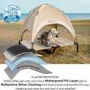 FUNNY FUZZY Elevated Dog Bed with Canopy, Small (24"x18"x7") Outdoor Raised Dog Cot with Shade, Cooling Breathable Mesh Pet Bed, Portable Waterproof Dog Camping Bed for Large Medium Small Dogs,Khaki
