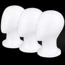 COOKOO 3 PCS Faceless Foam Mannequin Head Wigs Holder Styrofoam Wig Head Stand Wigs Foam Heads for Style, Model Hats ,Display Hair, and Hairpieces, Mask ,Home, Salon and Travel (3 Pieces)