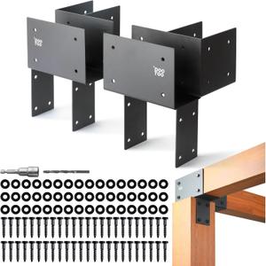Stainless Steel Pergola Brackets, 4x6(Actual Post/5.5"x5.5" Beams/3.5"x5.5") Corner Post to Beam Bracket, Heavy Duty Post Cap Tie Bracket for Gazebos, Decks and Porches(4pcs-Black)