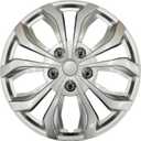 Premium Universal Hubcaps 15 inch, Compatible with Steel Wheels, Set of 4 (Silver)