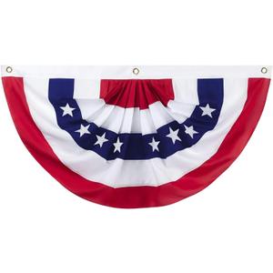 Outdoor USA Bunting Flags 1PCS 2x4 FT American Pleated Fan Flags, 4th of July Patriotic Bunting Flags,Outside Veteran's Day, Independence Day, Memorial Day Decorations, 250th Anniversary