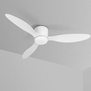 Low Profile Flush Mount Ceiling Fan with Light and Remote, 52" White Ceiling Fan with 3 Blades, 3 Color Dimmable LED Lights, 6 Speed, Queit Reversible DC Motor, for Bedroom/Living Room/Indoor/Outdoor