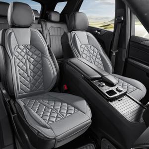 Car Seat Covers, Premium Perforated Napa Leather, Semi Universal Fit, Front Seat with Storage Bag, Full Set for SUV Truck Sedan (Gray, Front Row Two Seats)