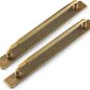 Goo-Ki Antique Brass Fluted Cabinet Pulls Backplate 7 9/16 in 2 Pack