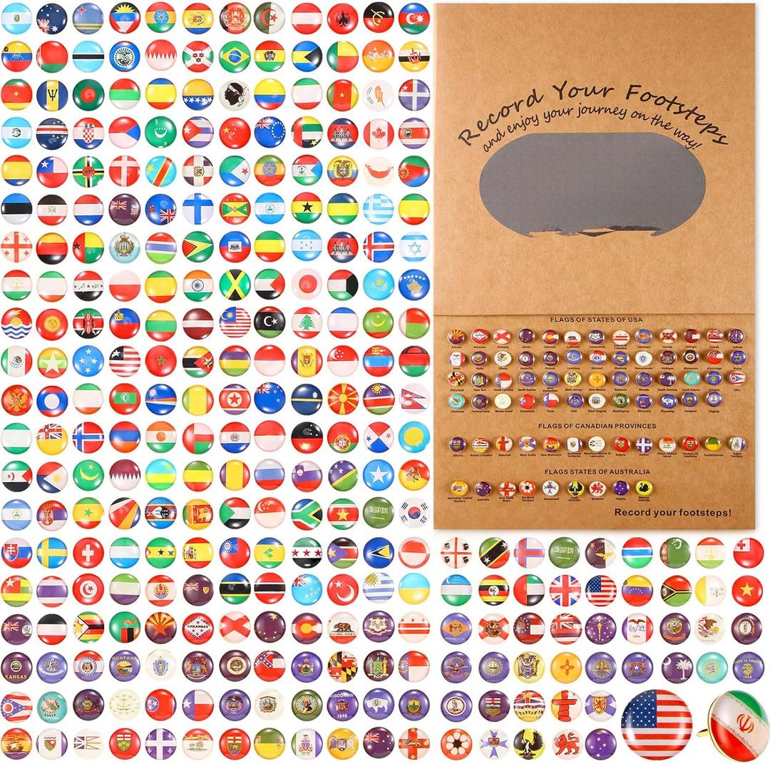 Fumete 289 Pcs Flags Push Pins for Map World Creative Push Pins National Flag Thumb Tacks Creative Drawing Thumbtack for World Travel Map, Bulletin Board, Pinboard, Office
