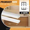 Landical 2 Sets 4FT Sliding Door Track for 1/8" Thick Panels Closet Glass Doors Plastic Cabinet Window Sliding Track (White)