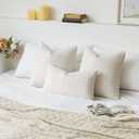 Decorative Linen Check Throw Pillow Covers Set of 2, 12"x20" White Neutral Cushion Covers, Farmhouse Vintage Modern Boho Home Decor for Sofa Chair Couch Bedroom