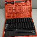 63-Piece 1/2" Drive Impact Socket Set, SAE (3/8 to 1 inch) and Metric (10-24mm) Socket Wrench Set with Extension Bars, Palm Ratchet Kit, CR-V Steel for Auto/Industrial Repairs