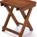 URFORESTIC Portable Shower Bench-Bamboo Folding Shower Stool Seat Chair Fully Assembled-Hold Up to 500 LBS