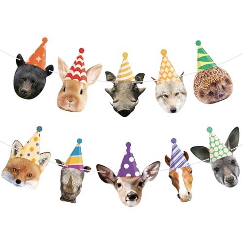 Safari Animals Happy Birthday Banner Wild Animal Banners Party Animal Birthday Decorations for Kids Safari Animals Party Decorations Woodland Animal Theme Decorations