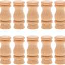 LOGOFUN 10PCS Unfinished Beech Wood Balusters Vintage Wooden Staircase Spindles for Home Office Fireplace Mantel Support Columns Supplies