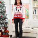 Disney family matching sweatshirt Stitch Mickey Spiderman print long sleeve winter Christmas mom dad kids loose fit red (Men, L)