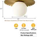 1-Light Gold Sputnik Semi-Flush Mount Ceiling Light, 9.8-Inch Glass Fixture