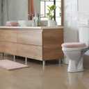 TOWN & COUNTRY EVERYDAY Ultra Plush Solid Tufted Toilet Lid Cover, Soft and Absorbent, Non-Slip Cover, Machine Washable, Blush, 18"x19"
