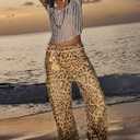 Leopard Pants Women Barrel Baggy Jeans Y2k Boyfriend Cheetah Print Jean Mid Rise Wide Leg Denim Ankle Pants Black Khaki XXL (XXL)