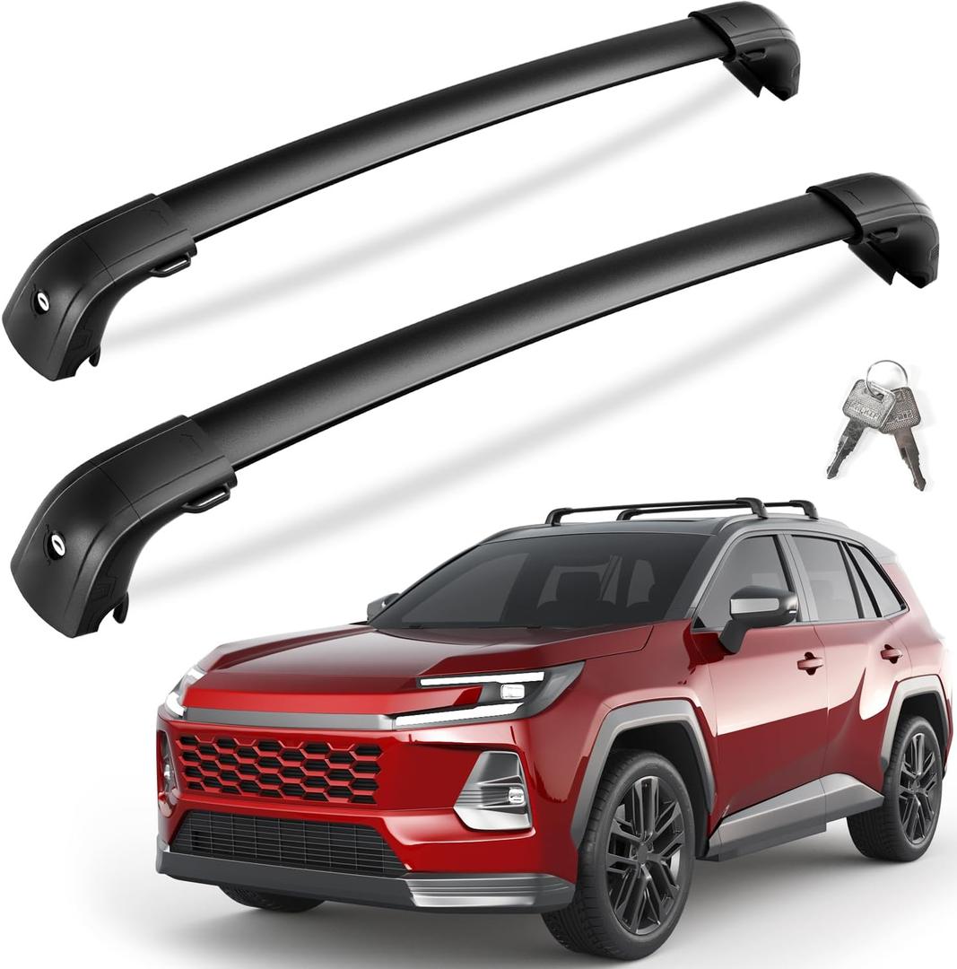 KINGGERI 300lbs Roof Rack Cross Bars - Compatible with Toyota RAV4 2026 with Flush Side Rails, Lockable Heavy Duty Aluminum Roof Rails Crossbars Luggage Cargo SUV Accessories