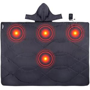 iClimb Heated Camping Blanket with Hood and Battery Pack (Dark Grey)