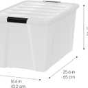 IRIS USA 72 QT Plastic Storage Box with Lid and Latches - 4 Pack - BPA-Free, Discreet Organizing Solution, Durable Nestable Stackable Containers, Secure Pull Handle - Pearl