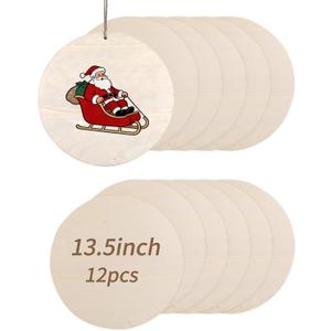 Unfinished Wood Circles for Crafts, Wood Sign Blank Round Wooden Discs for DIY Crafts Door Hanger Sign, Painting, Wooden Plaques for Crafts (12 Pcs,13.5 inch)