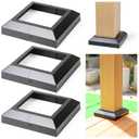 3 pcs 6x6 (Actual: 5.5"x5.5") Aluminum Deck Post Base Cover, for Deck railings, Stairs, Patios, Porches Split Deck Post Skirt (Black)