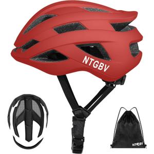 NTGBV Adult Bike Helmet for Men/ Women with Helmet Bag 2 Removable Moisture-Wicking Liners Adjustable Dial Comfort Fit Lightweight Shockproof CPSC 1203 Safety Certified for Road-Ready/ Urban-Commute/ MTB