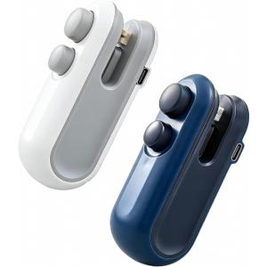 2Pcs Mini Bag Sealer with Cutter and Magnet,Rechargeable Mini Bag Sealer and Cutter,Household Hand Pressure Portable Snack Plastic Heat Sealing Machine for Snacks,Food Freshness Storage (White+Blue)