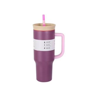 Owala Stainless Steel Triple Layer Insulated Travel Tumbler with Spill Resistant Lid, Straw, and Carry Handle, BPA Free, 40 oz, Dusty Pink