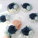 Meldel Navy Blue Wrist Corsage, Set of 6, Homecoming Wrist Flower for Girl/Mother, Perfect for Bride Bridesmaids Wedding Guests Hand Flower, Proms, Party, Ceremony Anniversary