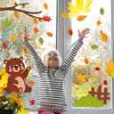 Cinrobiye Fall Animal Window Clings, Thanksgiving Woodland Animals Window Classrooms Door Stickers Autumn Gel Decals for Harvest Preschool Kindergarten Elementary Wall Glass Blackboard Decor, 9 Sheets