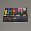 Face Painting Kit for Kids, 24 Colors Water Based Non-Toxic Face Paint with Stencils & Brushes, Professional Body Makeup Set with Guide Book, Washable Face & Body Paint for Halloween Birthday Parties