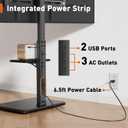 Perlegear Floor TV Stand with Power Outlet, Universal TV Stand for 32-75 inch TVs up to 110 lbs, Height Adjustable Standing TV Mount, Tall TV Mount with Wood Base, Max VESA 600x400mm, PGFS06