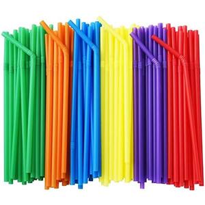 ALINK Pack of 500 Solid Colors Flexible Drinking Straws, Plastic Disposable Bendy Straws - 7.75" x 0.23"