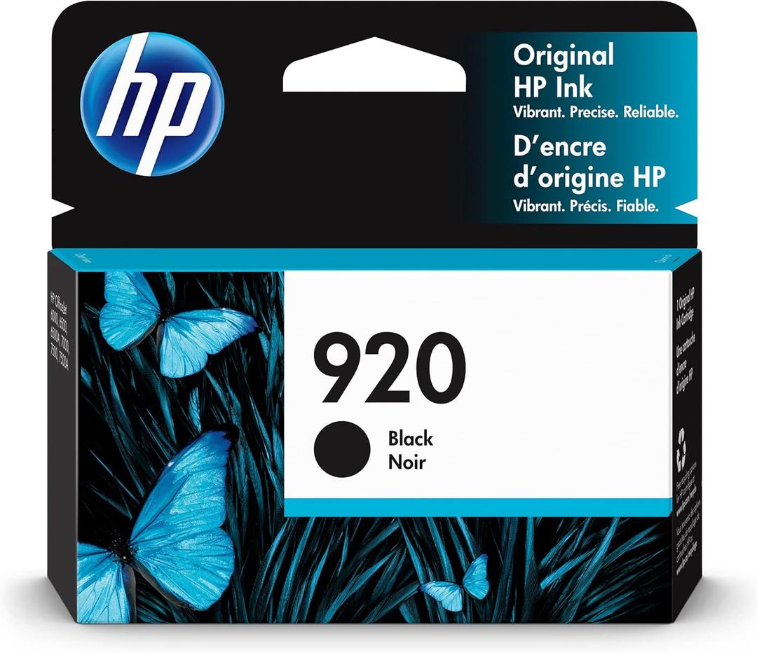 HP Original 920 Black Ink Cartridge | Works with OfficeJet 6000, 6500, 7000, 7500 Series | CD971AN
