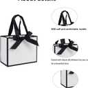 TKSBAG 50 PCS Small White Black Gift Bags with Handles, 6.43.15.1 Inch Thank You Bags with Bow Ribbon for Baby Shower, Bridal Shower, Wedding, Party Favors, Mother's Day