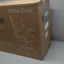 Sweetcrispy Ergonomic Office Chair Heavy Duty Task Desk Chair with Flip-up Arms, PU Leather, Adjustable Swivel Rolling Chair with Wheels, Beige